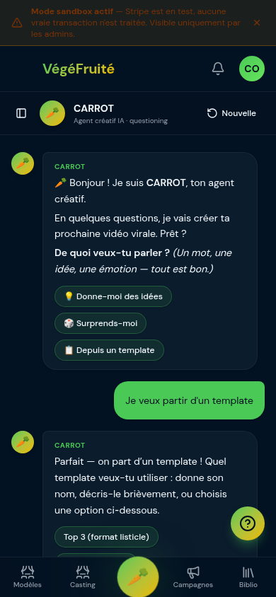 Aperçu de l'écran mobile